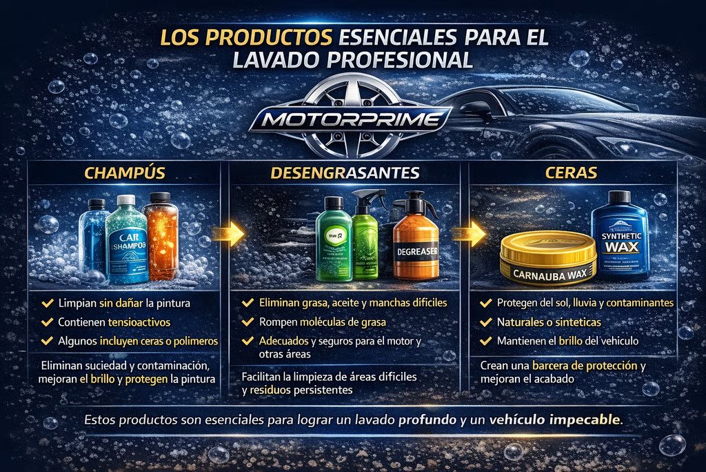 Productos esenciales lavado MotorPrimeCare